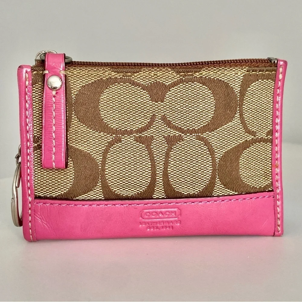 Coach Monogram Pink Leather Cardholder